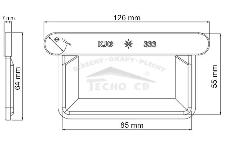 Žlabové čelo hranaté 250 pozinkované barvené / lakované bílá hliníková RAL 9006   